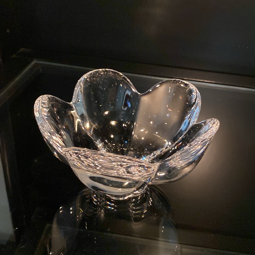 Orrefors Crystal Lotus Dish Signed